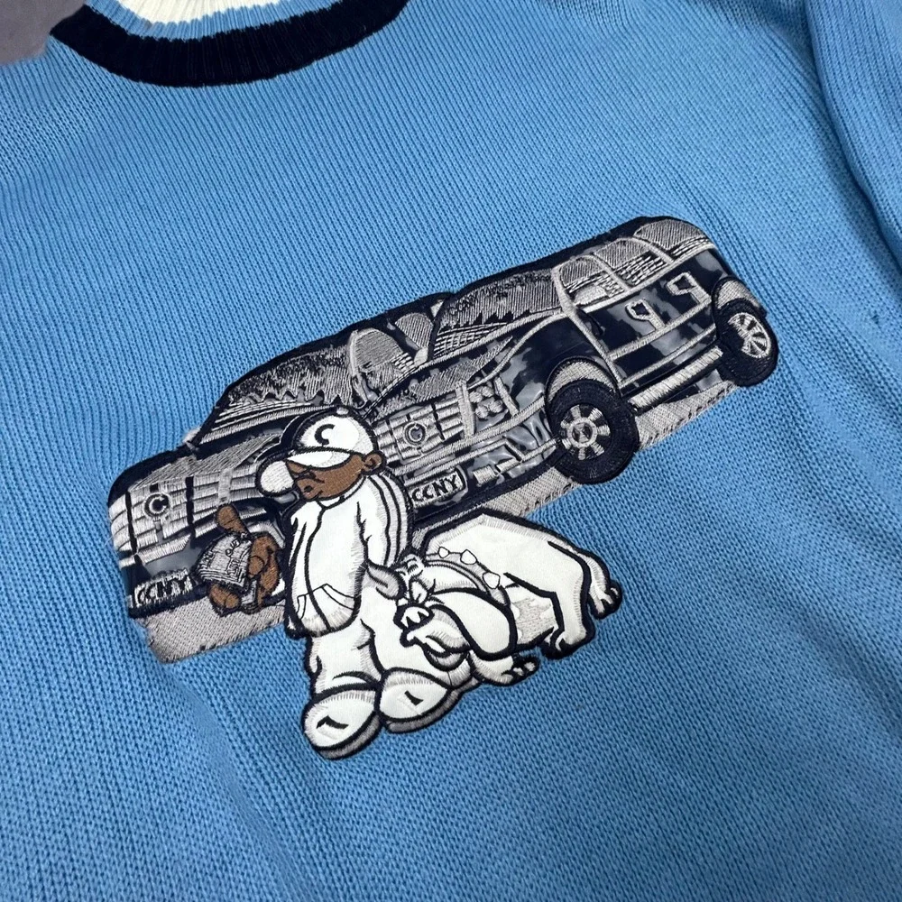 Vintage Y2K Canopy Clothing Knit Sweater Blue Hip Hop Graphic Boxy Fit Large
